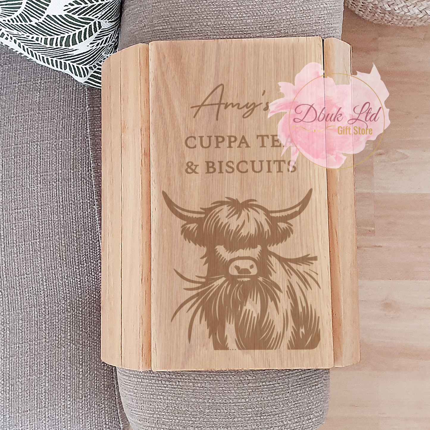 Personalised Highland Cow Sofa Tray