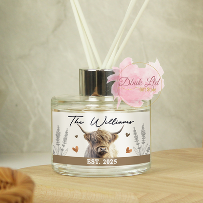 Personalised Highland Cow Reed Diffuser