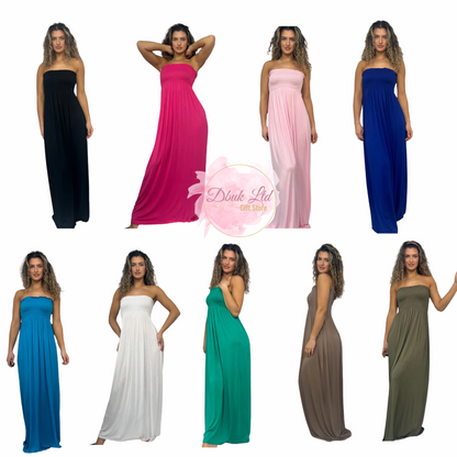 Sheering Strapless Maxi Dress - 9 colours