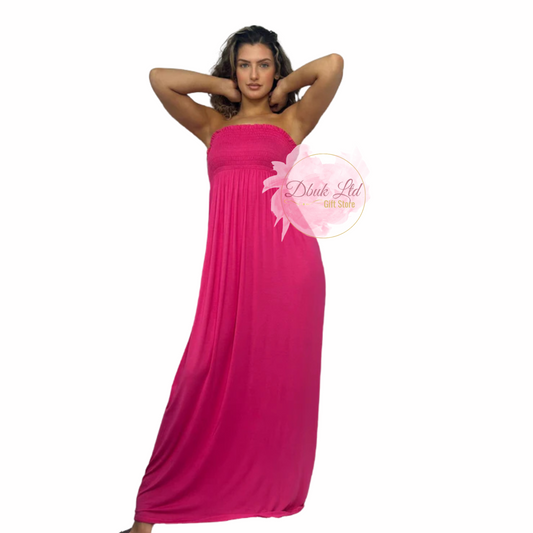 Sheering Strapless Maxi Dress - 9 colours