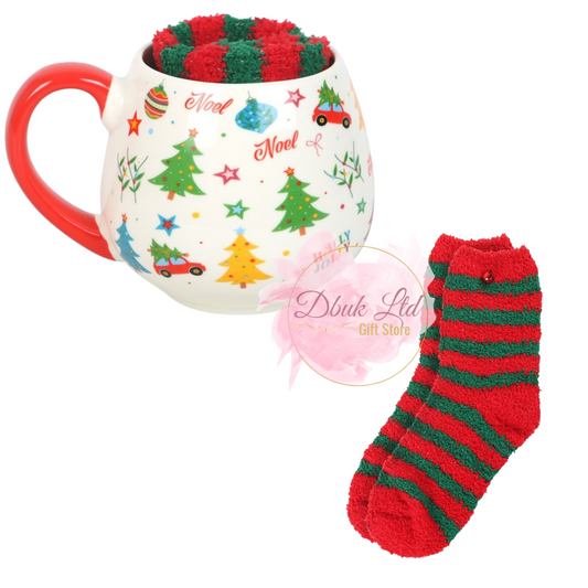 Nostalgic Christmas Print Mug & Sock Set