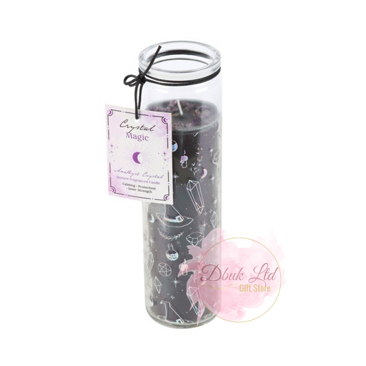 Crystal Witch Jasmine Tube Candle with Amethyst Chips