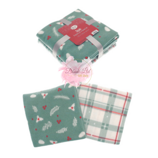 Pack of 2 Festive Design Throws 125cm x 150cm - Festive Foliage