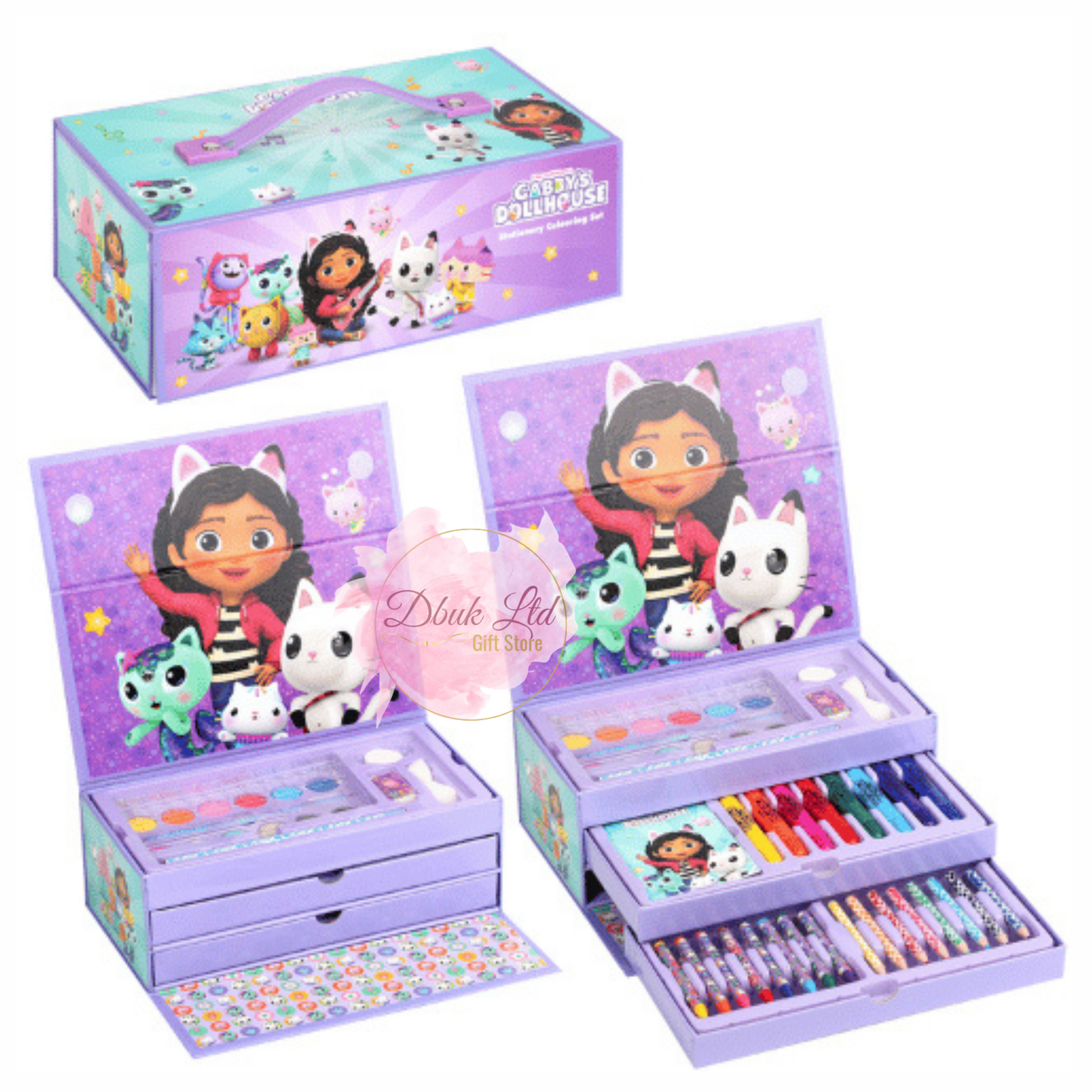 Official Gabbys Doll House 52 PC Colouring Case