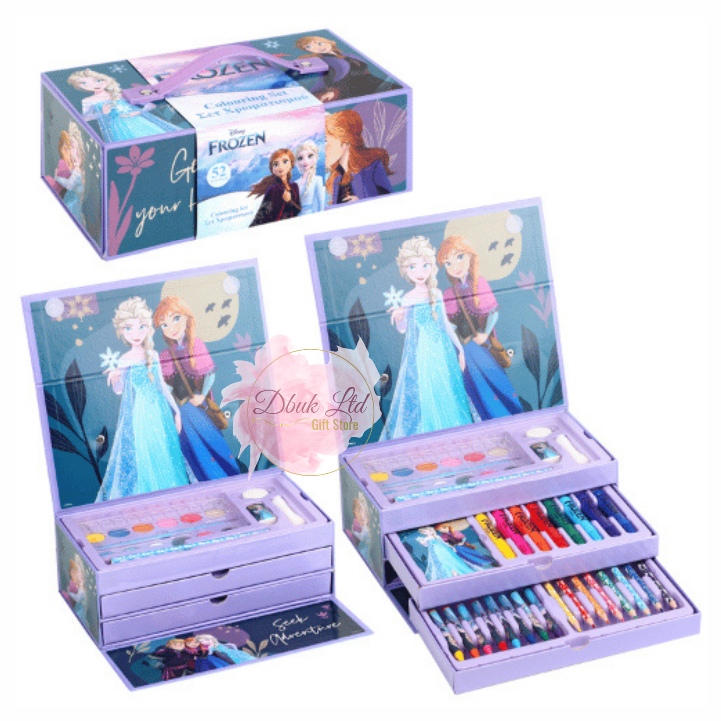 Official Frozen 52 PC Colouring Case