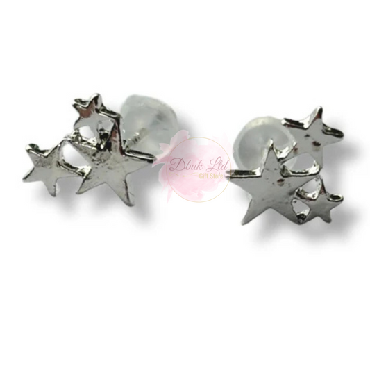 Star Burst Silver Stud Earrings