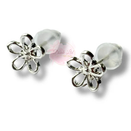 Open Daisy Silver Stud Earrings