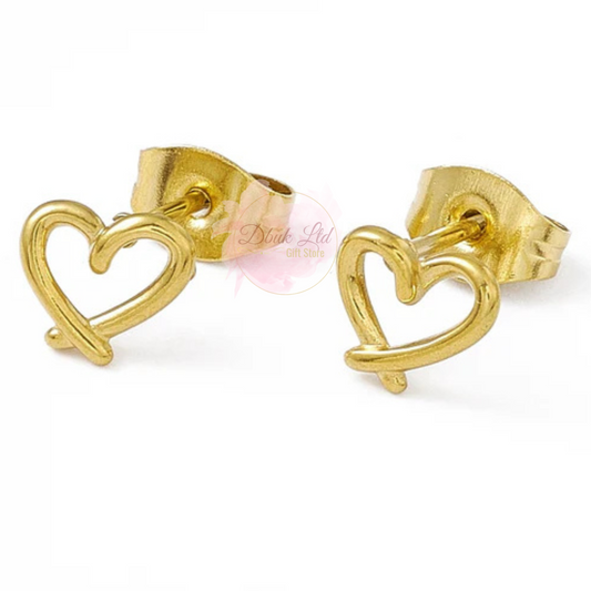 My Heart Gold Stud Earrings