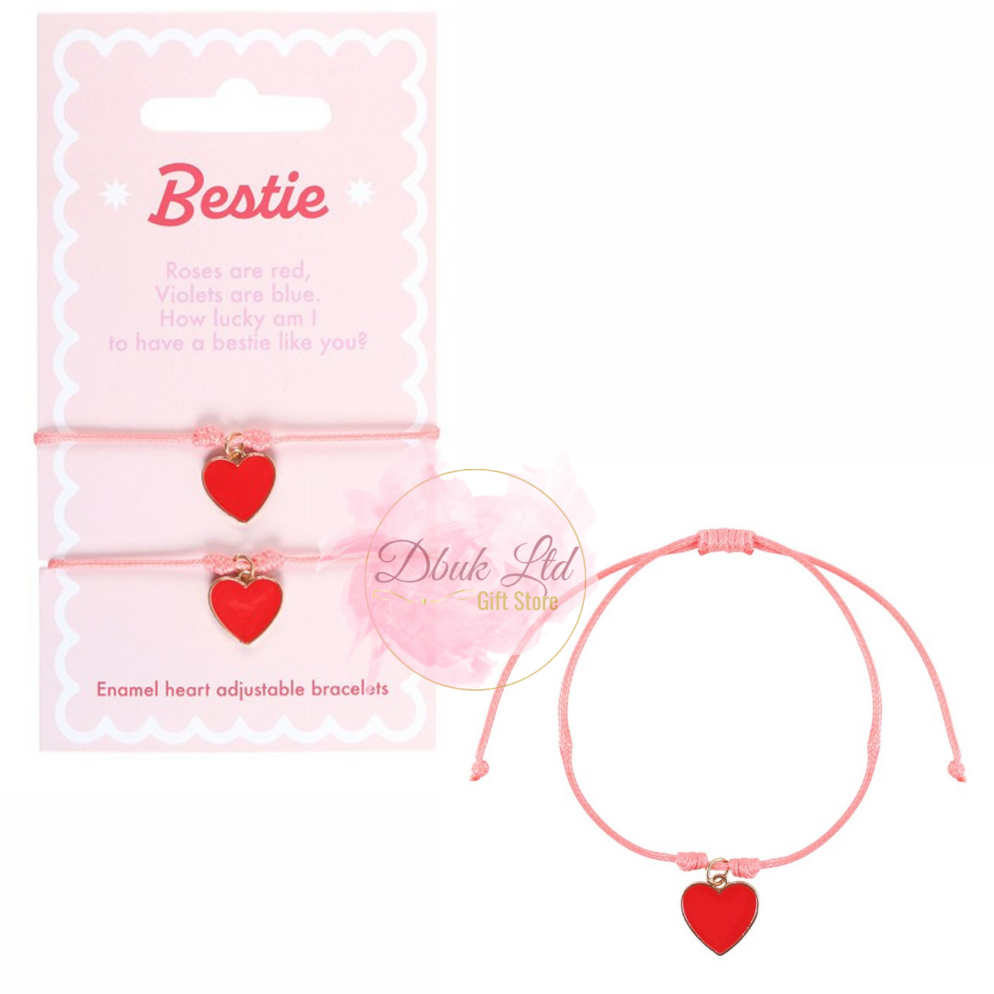 Pair of Besties Enamel Heart Charm Bracelets