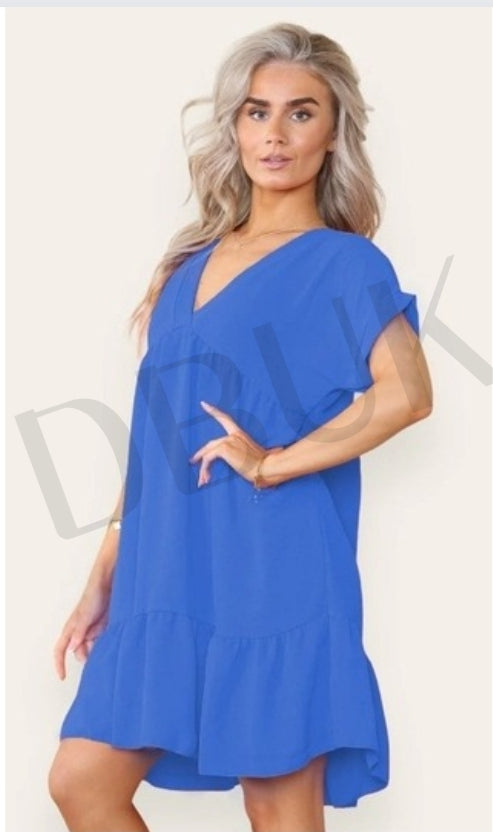 Tiered Smock Dress - Royal Blue