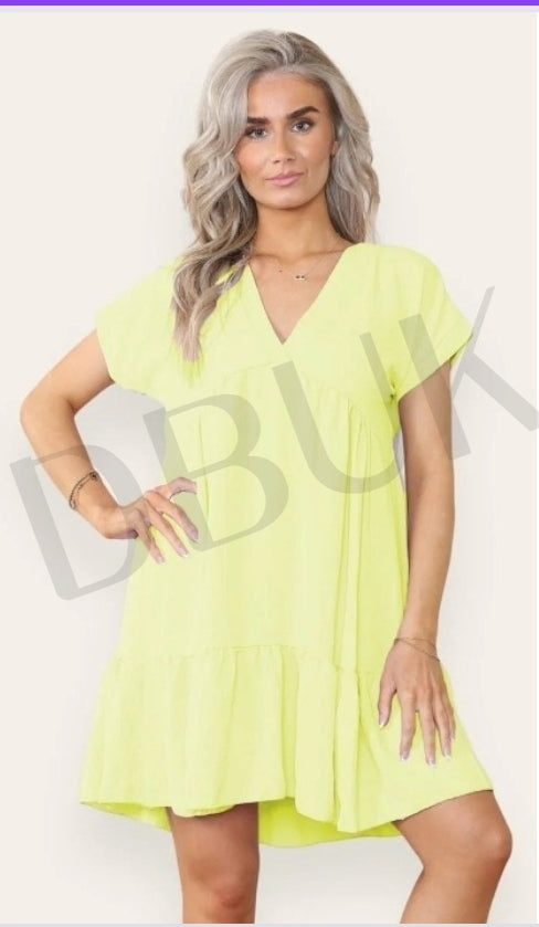 Tiered Smock Dress - Lemon