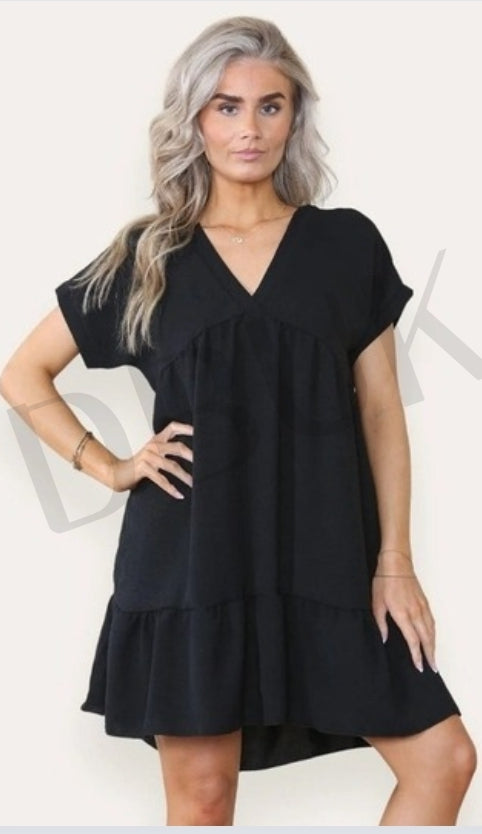 Tiered Smock Dress - Black