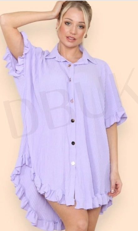 Oversized Italian Pleated Dress - Lilac