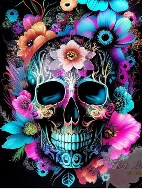 Flowery Skull Diamond Art - 30cm x 40cm