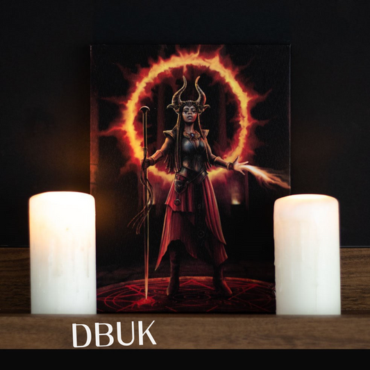 19cm x 25cm Fire Element Sorceress Canvas Plaque by Anne Stokes