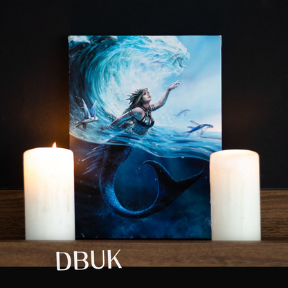 19cm x 25cm Water Element Sorceress Canvas Plaque by Anne Stokes