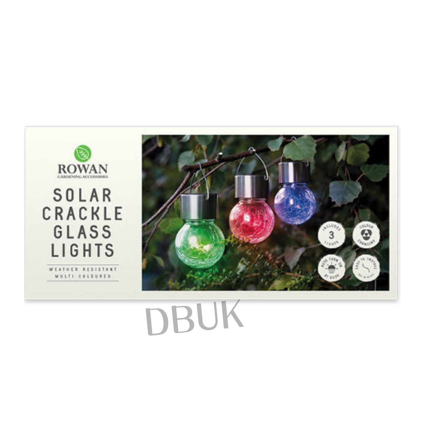 3 Solar Crackle Glass Hanging Lights