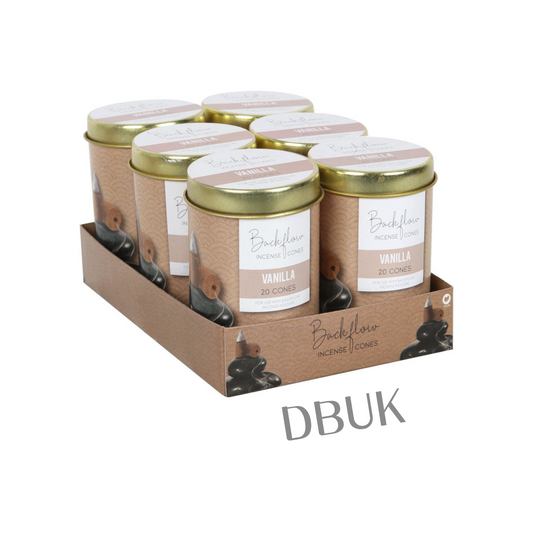 6 Tins Vanilla Jumbo Backflow Cones