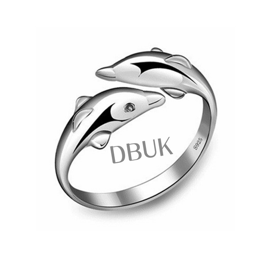 925 Sterling Silver Adjustable Dolphin Ring