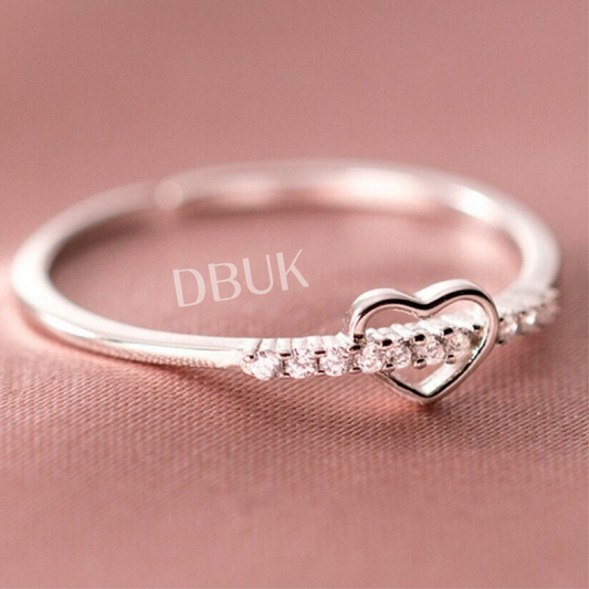 925 Sterling Silver Adjustable Heart Ring