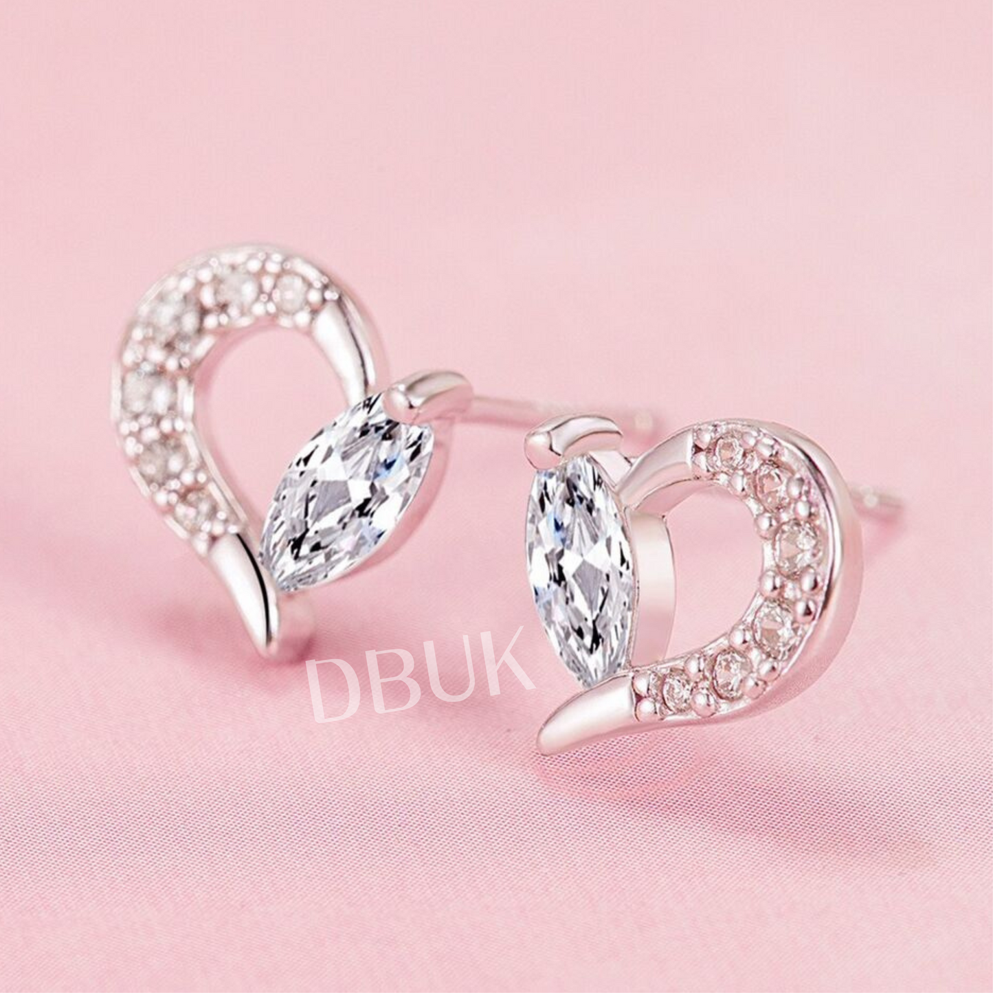 925 Sterling Silver Crystal Heart Earrings