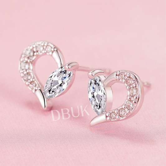 925 Sterling Silver Crystal Heart Earrings