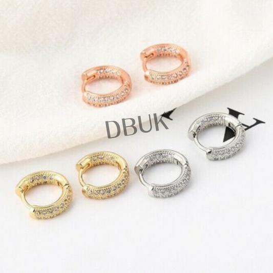 925 Sterling Silver Crystal Huggie Hoops
