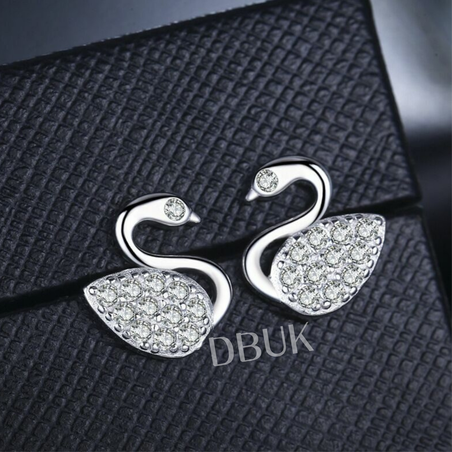 925 Sterling Silver Crystal Swan Earrings