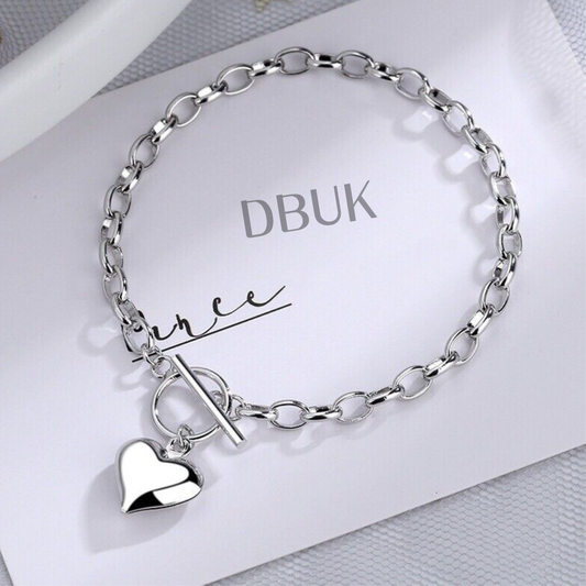 925 Sterling Silver Heart Charm Bracelet