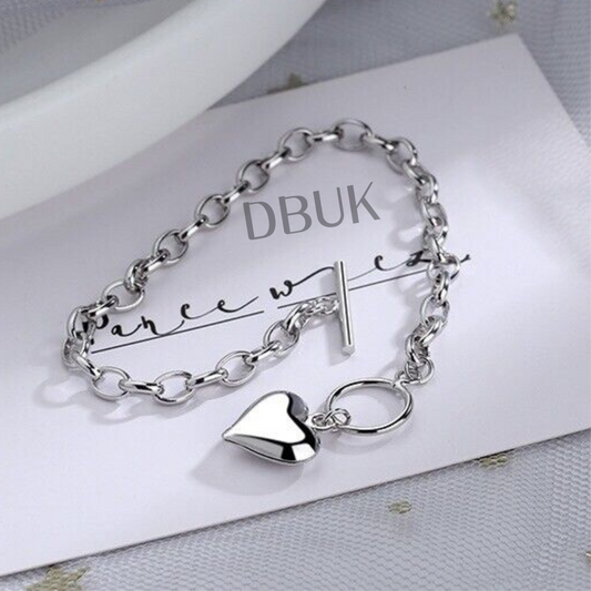 925 Sterling Silver Heart Charm Bracelet