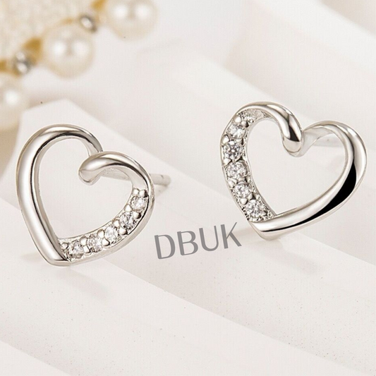 925 Sterling Silver Heart Stud Earrings