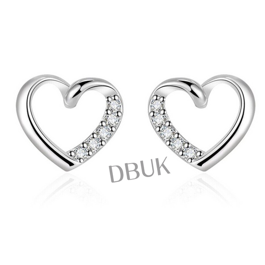 925 Sterling Silver Heart Stud Earrings