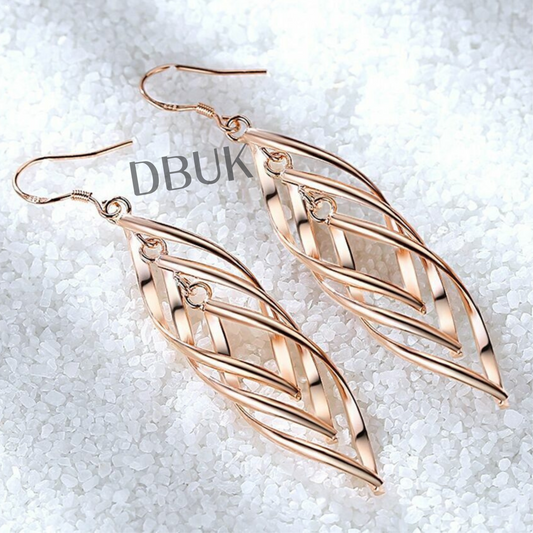 925 Sterling Silver Triple Leaf Drop Earrings
