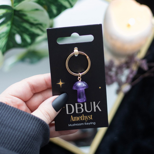Amethyst Crystal Mushroom Keyring