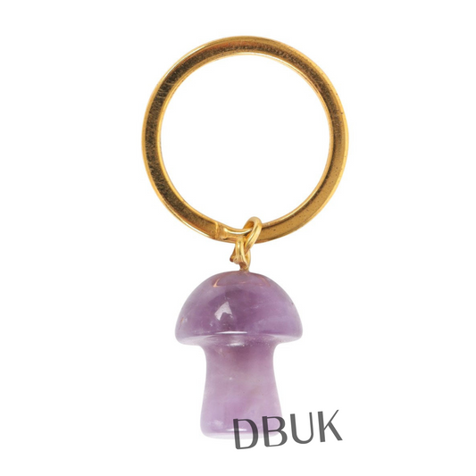 Amethyst Crystal Mushroom Keyring