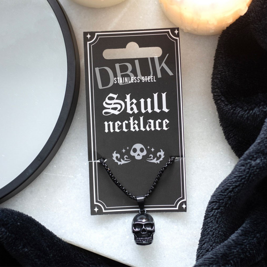 Black Obsidian Skull Necklace