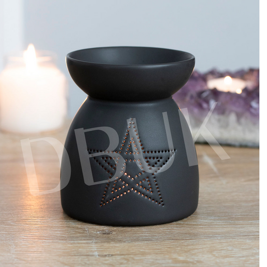 Black Pentagram Cut Out Oil Burner