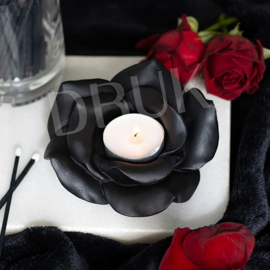 Black Rose Resin Tealight Candle Holder