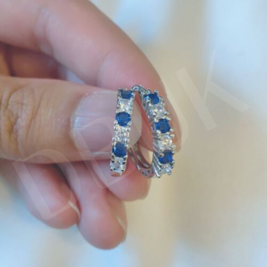 Blue Crystal Hoop Earrings
