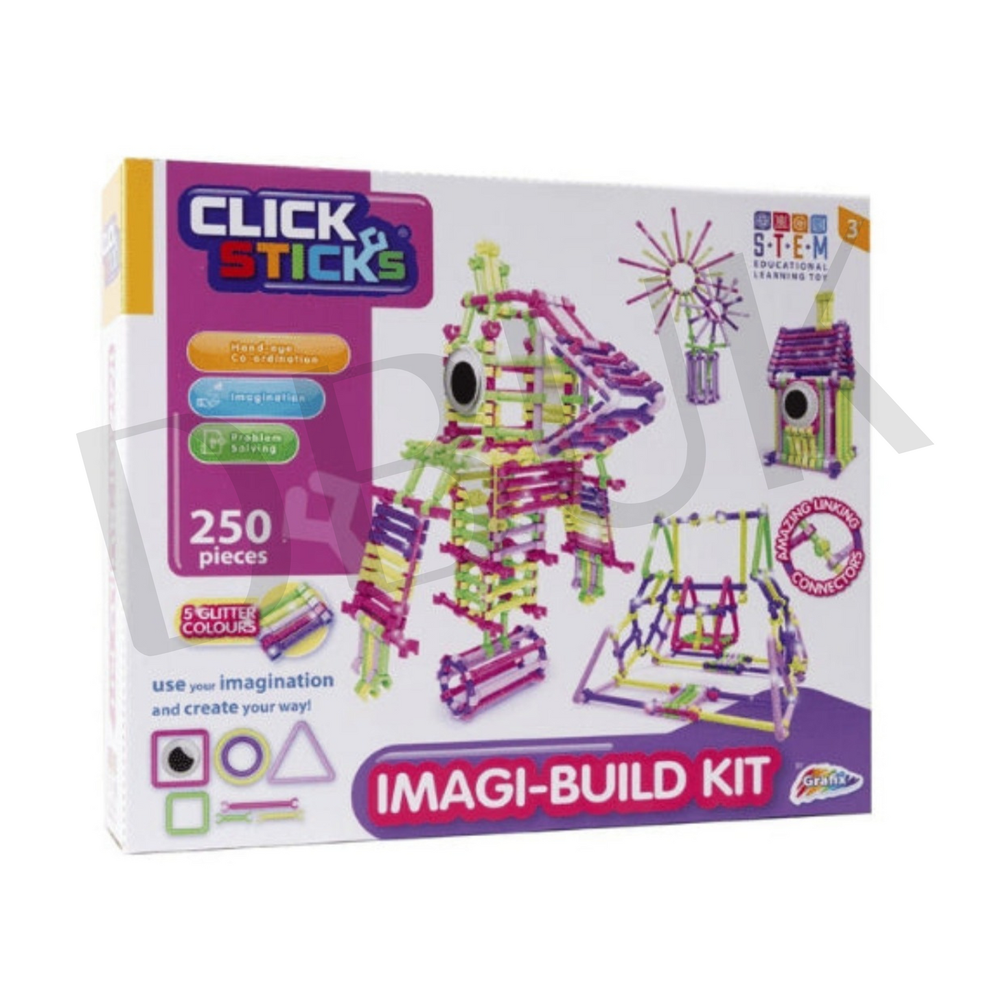 Clicksticks 250pc Imagi-Build-Kit Glitter Colours