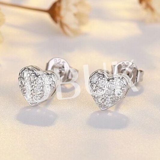 Crystal Heart Stud Earrings