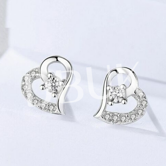 Crystal Heart Stud Earrings