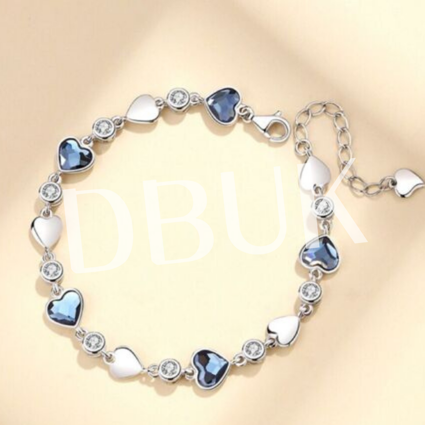 Crystal Love Heart Linked Charm Bracelet