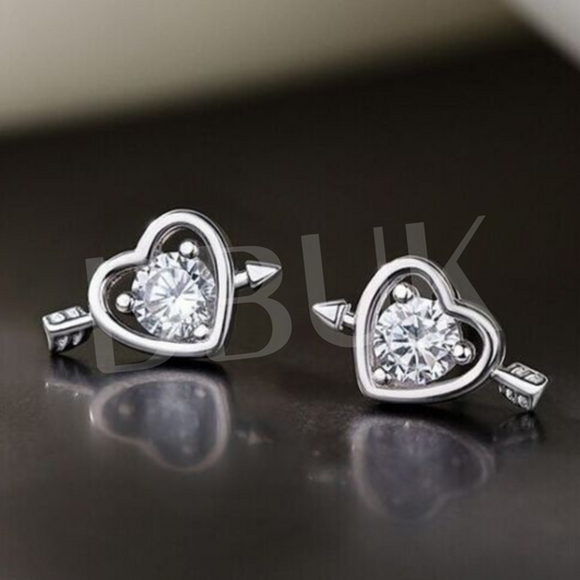 Crystal Love Heart Stud Earrings