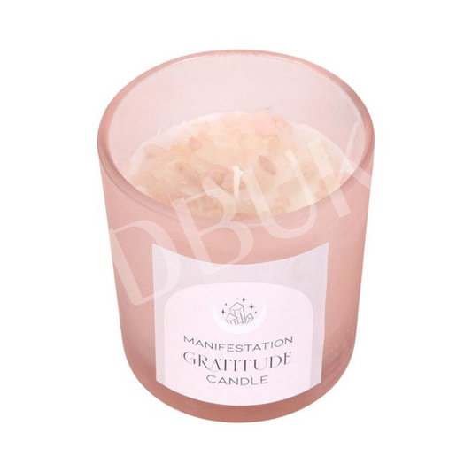 Gratitude Wild Rose Crystal Chip Candle