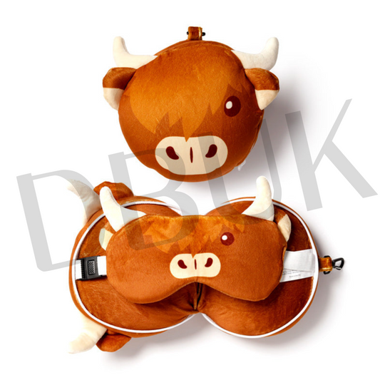 Highland Coo Cow Relaxeazzz Travel Pillow & Eye Mask