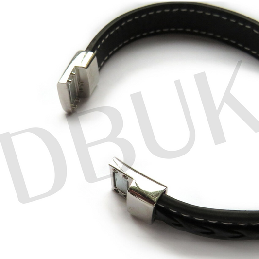 Men's Faux Black Leather Bracelet