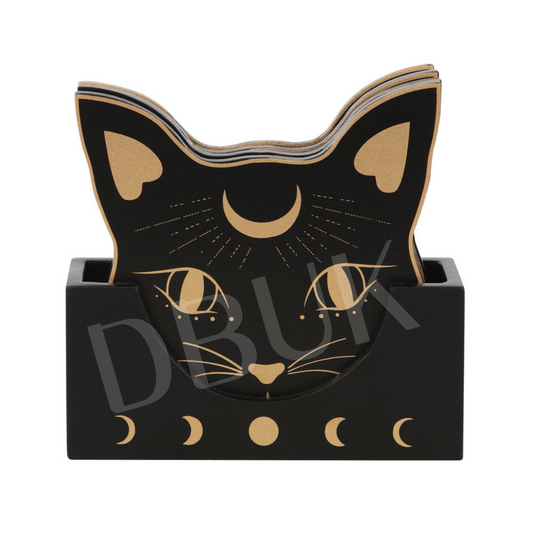 Mystic Mog Cat Face Coaster Set