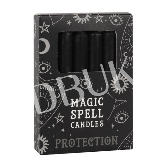 Pack of 12 Black 'Protection' Spell Candles