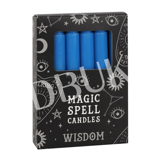 Pack of 12 Blue 'Wisdom' Spell Candles